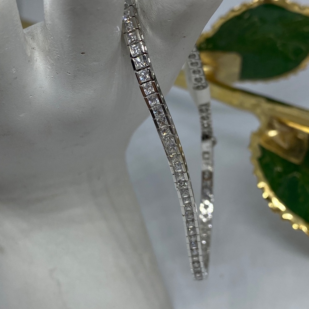 Sterling silver/CZ 2x2mm princess cut bracelet